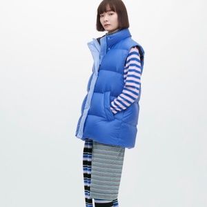 NWT Uniqlo MARNI Women Down Oversized Vest water-repellent Blue Size S